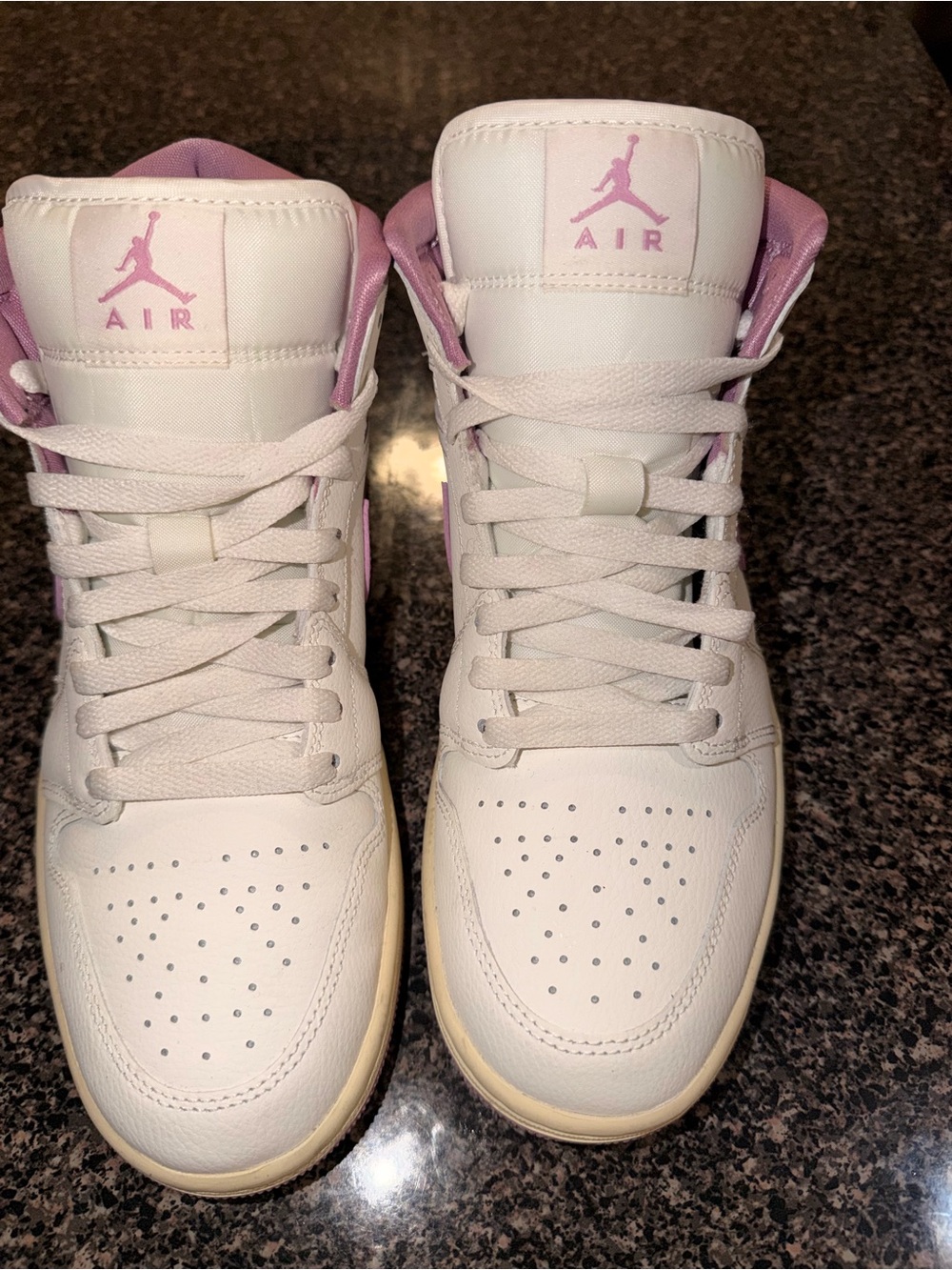 Jordan High-Top Sneakers in White with Pink Accents